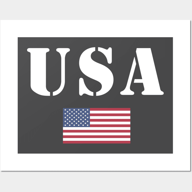 USA vintage Military With United States Flag Wall Art by WAADESIGN